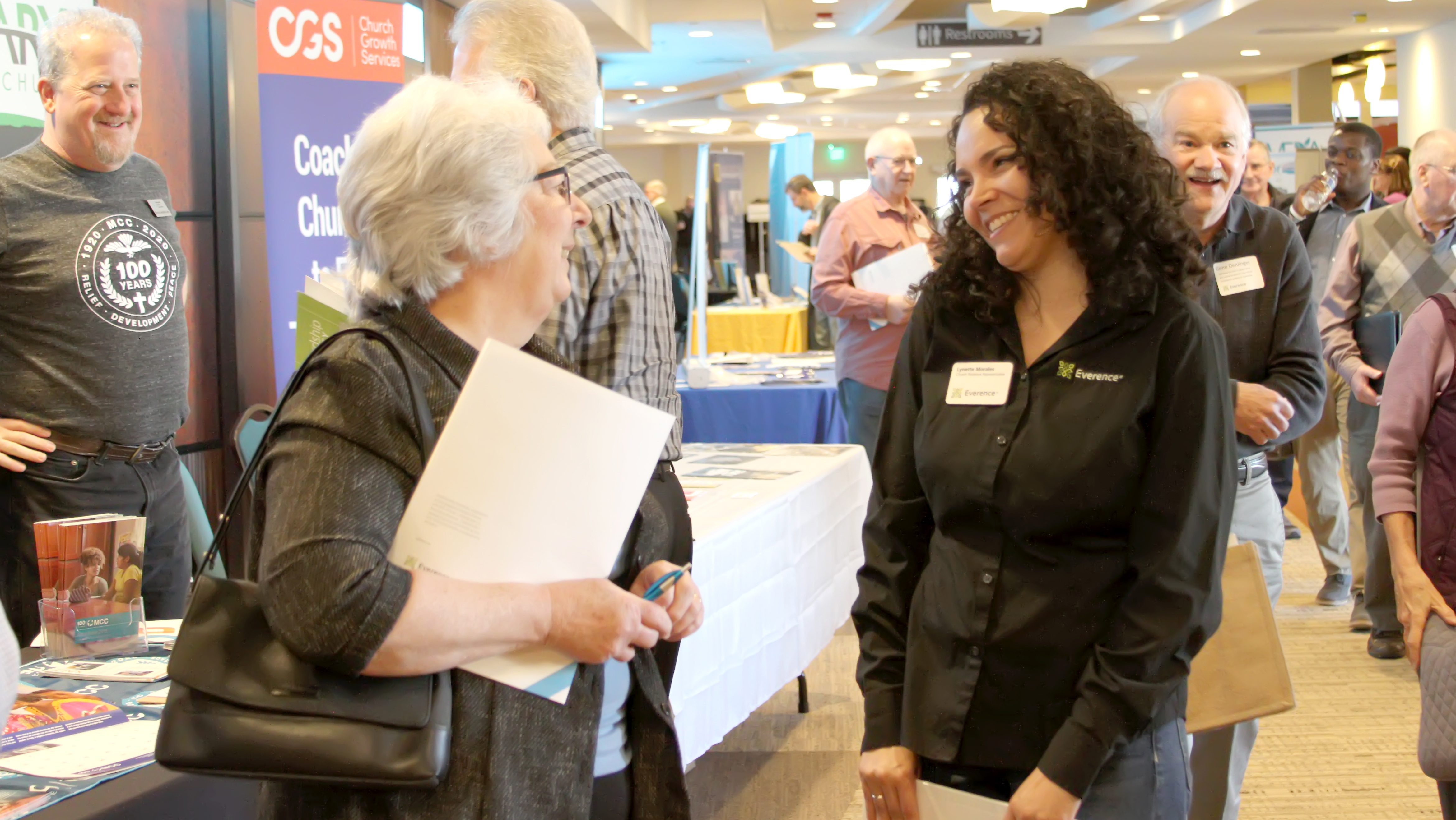 Lynette Morales, Everence Stewardship Consultant, speaks to a Stewardship University attendee in 2020.